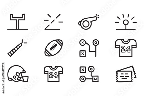 Sports Strategy Icons for American Football Dashboards and Planning Systems