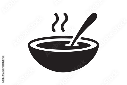 Hot Soup Bowl Icon for Restaurant Menus and Food Apps