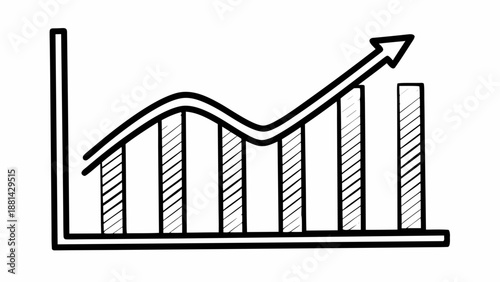 A simple line graph showing an upward trend with a fluctuating line and bar chart in a business context from a straightforward viewpoint