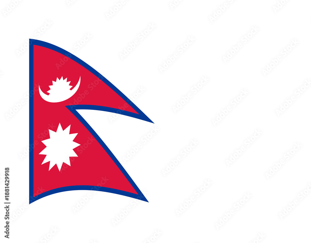 Obraz premium Waving flag of Nepal national symbol on transparent background, fabric fluttering in wind, illustration