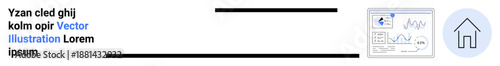 Digital marketing, data analysis, home automation, information technology, app interfaces, user dashboards. a data dashboard with graphs and home icon. Digital marketing and data analysis tools