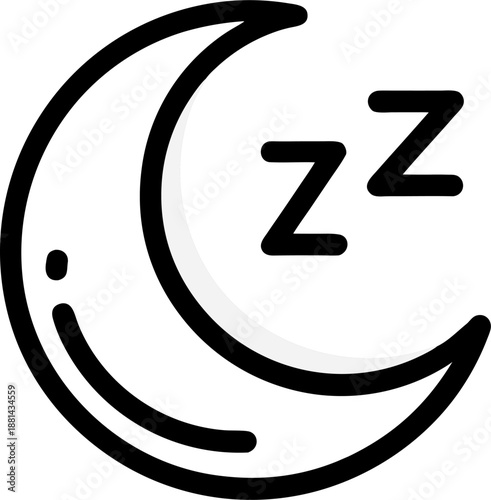 sleep sign icon moon with zzz button icon outline vector