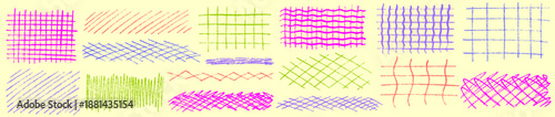 Creative grid pattern drawn by hand using crayon lines and messy scribble style. This grid brings check balance, hand warmth, and crayon grit with bold scribble check.