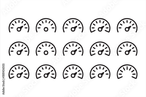 Speedometer Line Icons for Monitoring and Analytics Systems