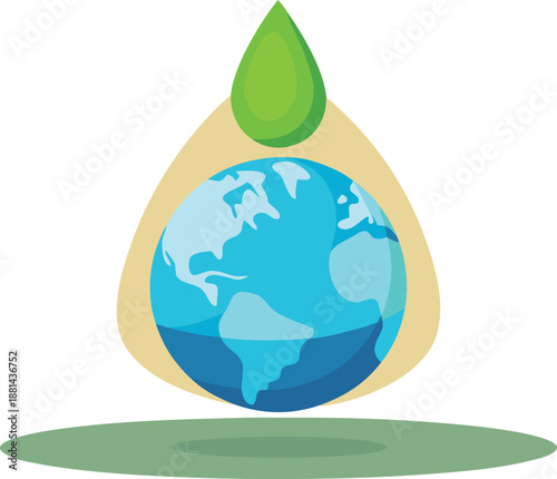 Earth droplet with leaf