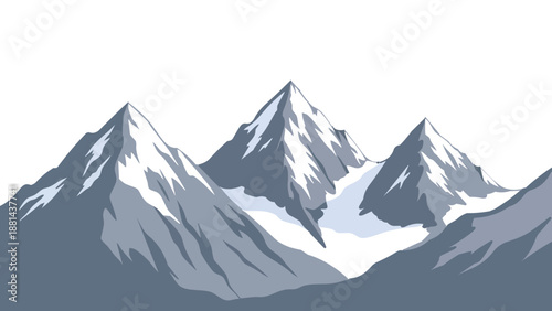 Snowy Mountain Landscape Background Minimal Flat Vector