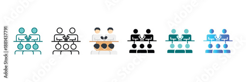 Illustrative icons for teamwork, collaboration, and leadership. Essential for business interaction and achieving group success