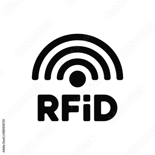 rfid tag symbol with radio frequency identification logo