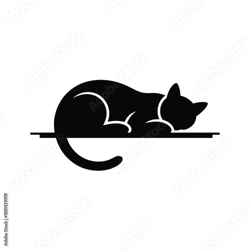 a black cat lying down on a line