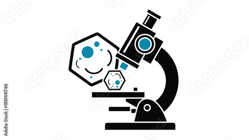 Microscope observing cellular organisms: an icon for scientific research and biology