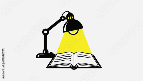 A desk lamp illuminating an open book, symbolizing study, knowledge, and education