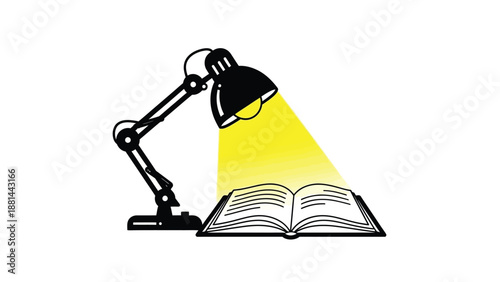 A classic desk lamp illuminates an open book, symbolizing knowledge and focused learning
