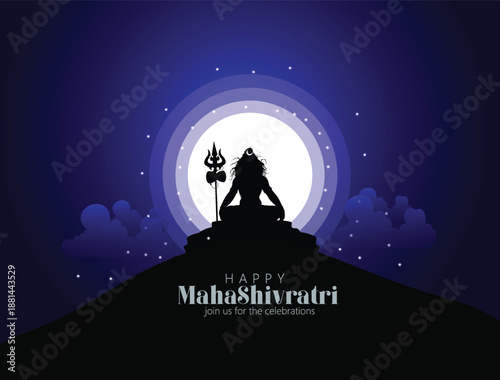 Maha Shivratri With Trisul, A Hindu Festival Celebrated Of Lord Shiva Night