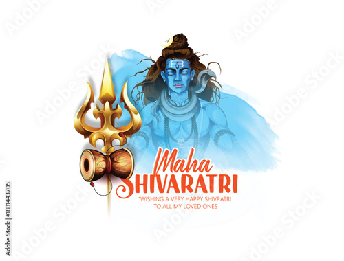 Maha Shivratri With Trisul, A Hindu Festival Celebrated Of Lord Shiva Night