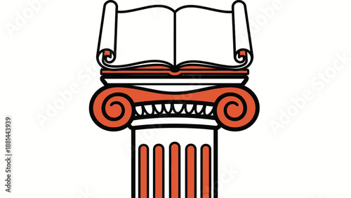 Ancient wisdom: an open book atop a classical column symbolizing knowledge and education