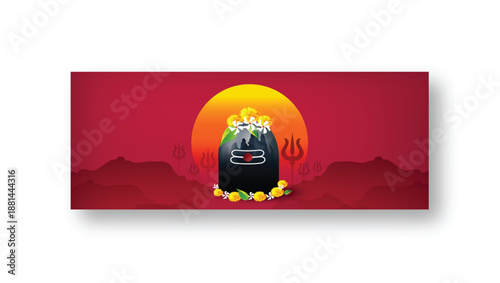 Maha Shivratri With Trisul, A Hindu Festival Celebrated Of Lord Shiva Night