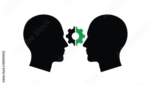 Wallpaper Mural Collaborative thinking and idea exchange between two minds represented by gears Torontodigital.ca