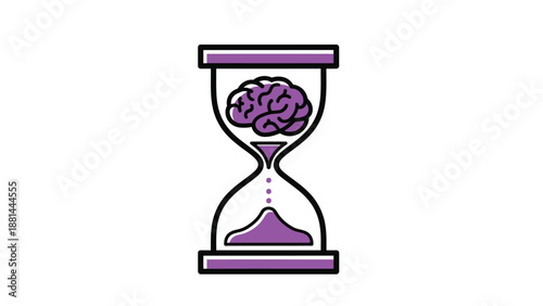 The continuous flow of thoughts and mental activity represented by a brain in an hourglass