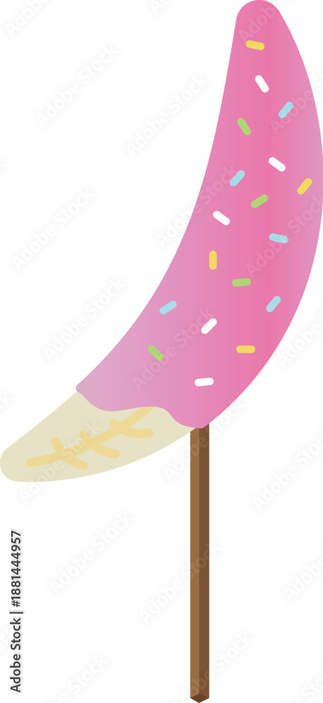 Fototapeta premium Chocolate Banana Illustration, Japanese Festival, Festival, Food Stall, Materials, Food, Strawberry chocolate flavor.