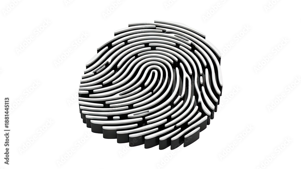 Fototapeta premium 3D Stylized Fingerprint Icon