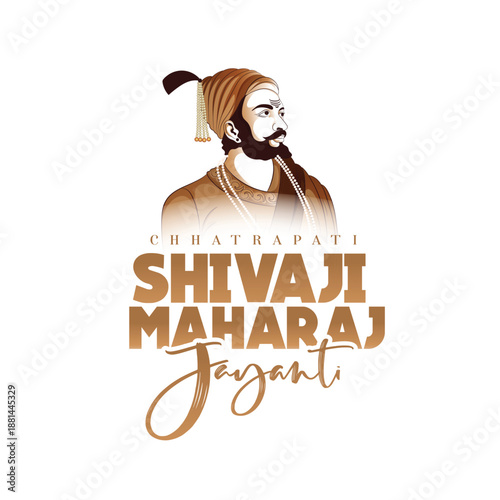 illustration of Chhatrapati shivaji maharaj jayanti Chhatrapati Shivaji Maharaj with a traditional turban, pearl jewelry and a pavilion silhouette; evokes Maratha heritage, bravery, leadership and his