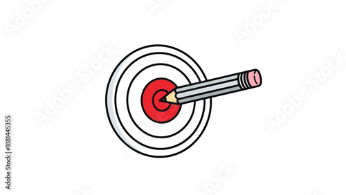 Achieving the bullseye: a sharp pencil perfectly hits the center of a target