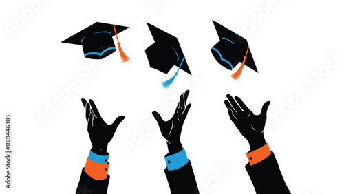 Celebrating academic success: graduates toss their caps in a gesture of triumph