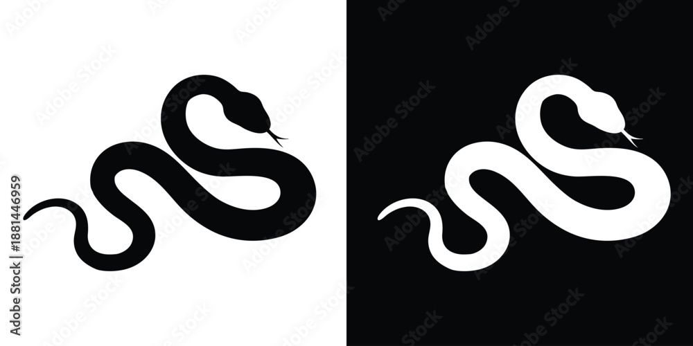 Obraz premium Snake icon. Snake black silhouette. Vector illustration
