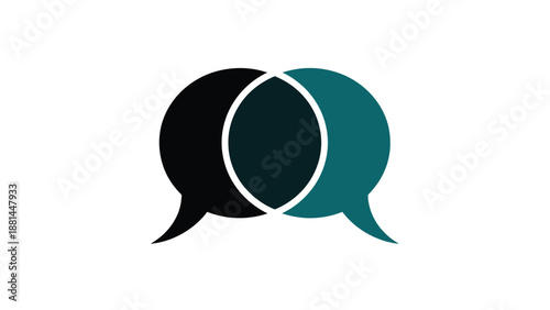 Interlocking speech bubbles symbolizing communication, dialogue, and connected conversation