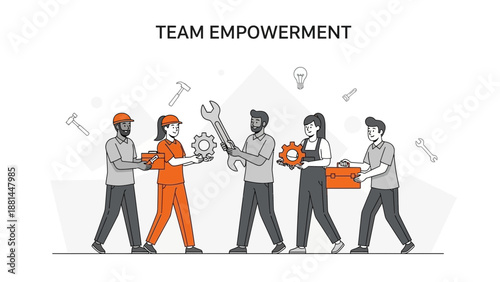 Team Empowerment: Diverse group building success with tools and gears