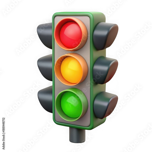 3d traffic signal light isolated on transparent background