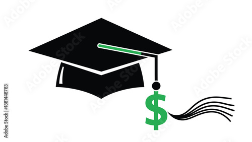 The financial burden of higher education: a graduation cap with a dollar sign tassel