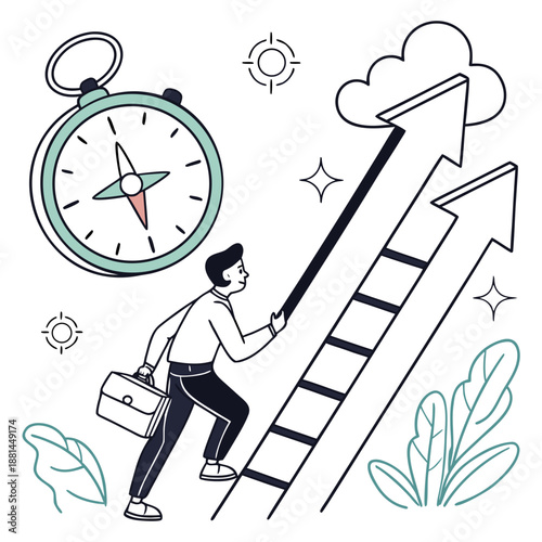 Business Goal Setting Concept Illustration  Minima Vector Icon Illustration