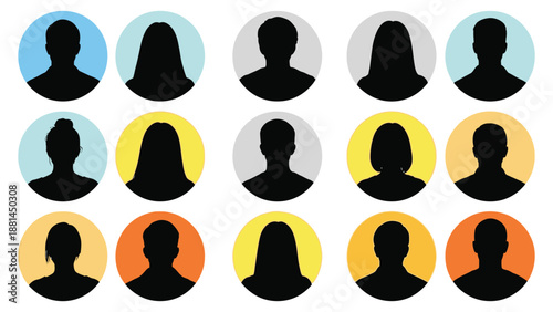 Collection of diverse anonymous profile avatars with colorful backgrounds