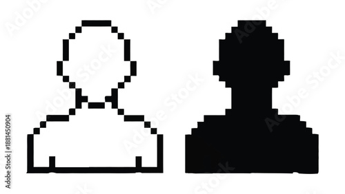 Two pixelated silhouette icons represent people in outline and solid form.
