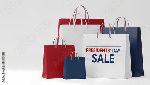Presidents day sale shopping bags isolated on white background