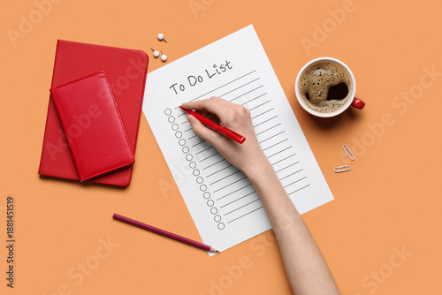 Female hand with to do list...