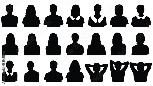 A collection of diverse silhouette profile icons representing people.