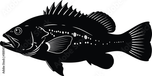 Spotted Fish Marine Silhouette Vector