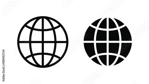 Two icons representing the globe are shown against a white background.