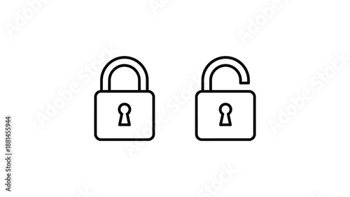 Two padlocks shown with one locked and the other unlocked.