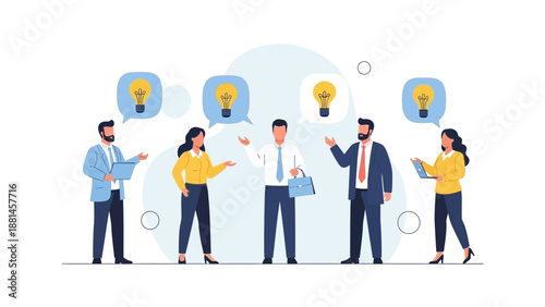 Teamwork brainstorming for new ideas, innovation and collaboration concept illustration