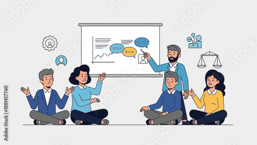 Teamwork business meeting presentation, collaboration, strategy planning, discussion, idea sharing