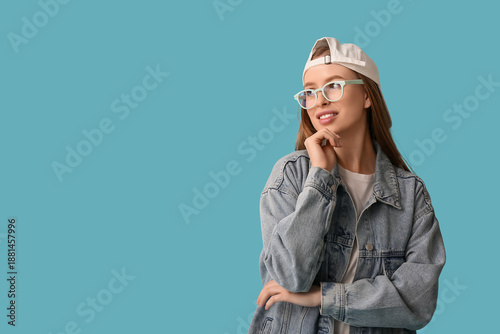 Beautiful young woman in st...