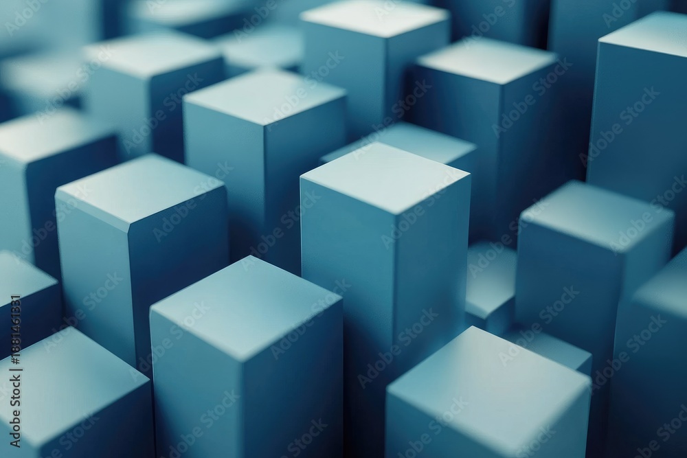 Obraz premium Varied height blue cube array
