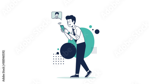 Man Video Calling on Smartphone, Modern Communication Concept