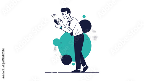 Man Using Smartphone, Digital Connection, Modern Business Lifestyle