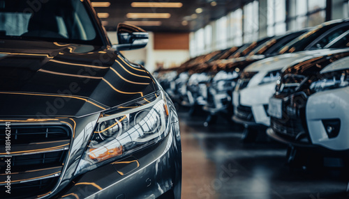 Modern Cars Displayed in Automotive Showroom Interior