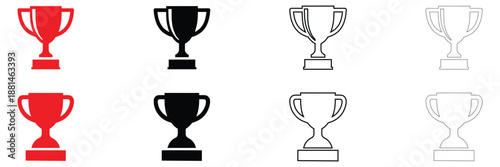 trophy champion cup icon vector, award winner cup symbol vector, silhouette and line art illustration