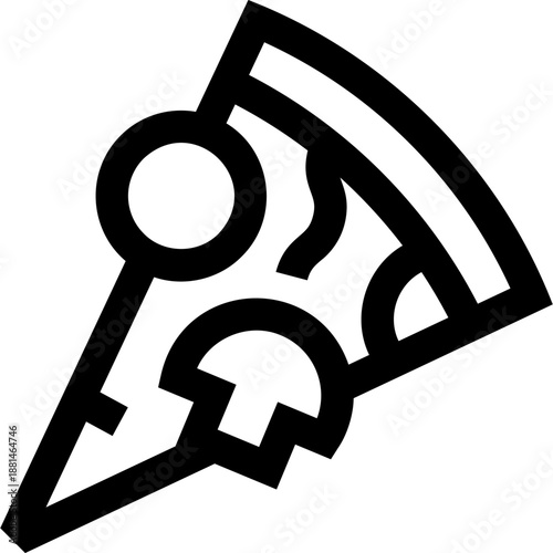 Cheesy pizza slice line icon with toppings for pizzerias, delivery apps, late-night snacks, fast casual menus, and modern food branding

